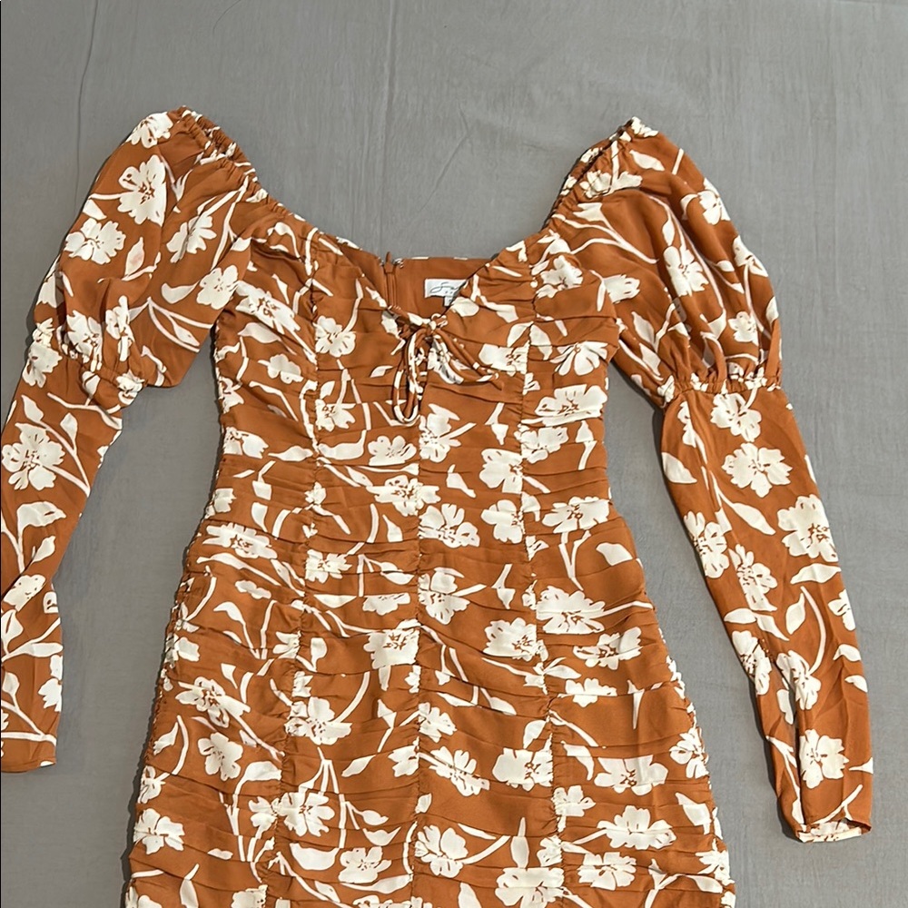 Sabo Skirt Brown Floral Long Sleeve Dress
